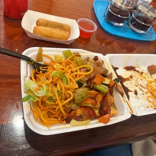 Combo B: Chow Mein, Kung Pao Chicken, Teriyaki Chicken