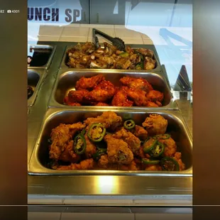 chicken wings and fried chicken, interior