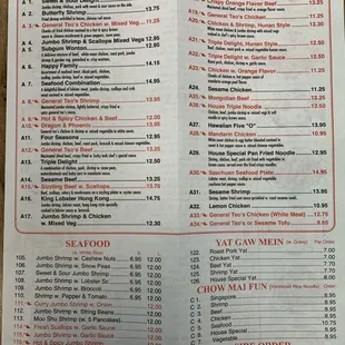 menu