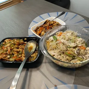 two dishes of food on a table