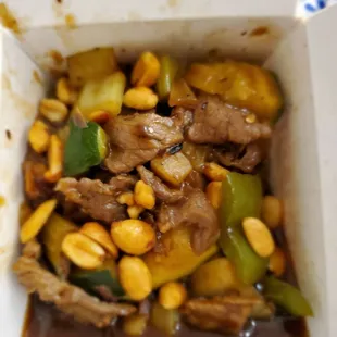 Kung pao Beef, (it&apos;s not too hot for those folks that don&apos;t like the heat. )