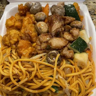 2 item Special Combo B Plate , comes out to be $8.50 after tax.  I got Orange chicken and mushroom chicken