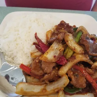 Mongolian Beef over Steamed Rice