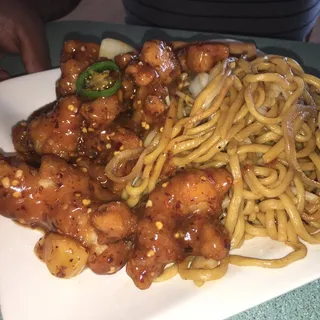 Hot Spicy Chicken with Chicken Chow Mein
