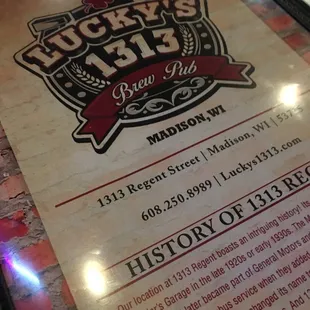 Large menu! Many options