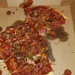Large all meat pizza