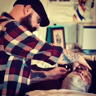 Austin doing a shave