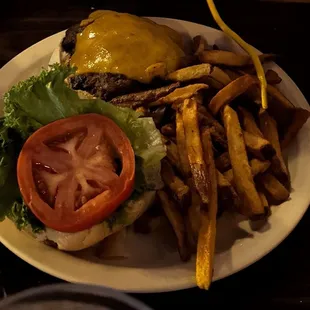 Kids cheeseburger and fries