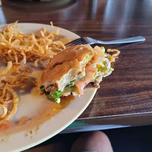 Regular cheeseburger and onion straws. Delicious.!