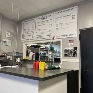 Menu above counter that you order and pickup from