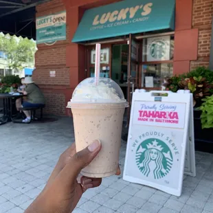 Dining outside of Lucky's in downtown Baltimore.