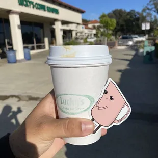 Pumpkin Queen (pumpkin spice latte) and a sticker they sell