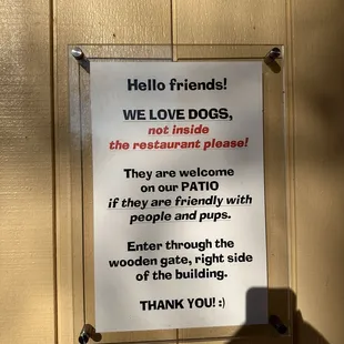 Dog friendly patio
