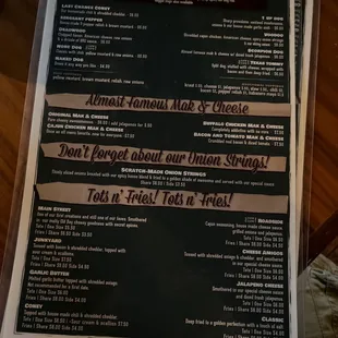 Menu side 1