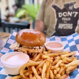 Gorgeous 24. Pulled Pork Sandwich! Next time no sauce, it overpowered the meat in a not good way.