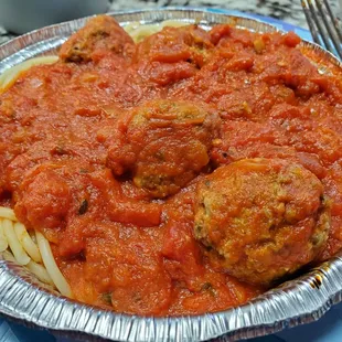 Spaghetti and meatballs.