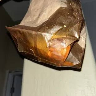 The bag the burnt wings came in that spilled oil everywhere and doused my couch