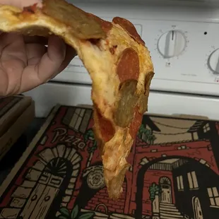 Cold, limp and soggy cardboard/styrofoam tasting crust, just terrible!