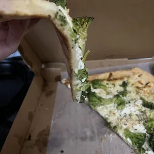 Soggy limp crust and uncooked broccoli