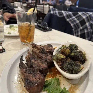 Double Cut Lamb Chops with a side of roasted aparagus