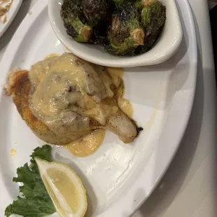 Baked Grouper Fish Stuffed with Crab and Roasted Aparagus