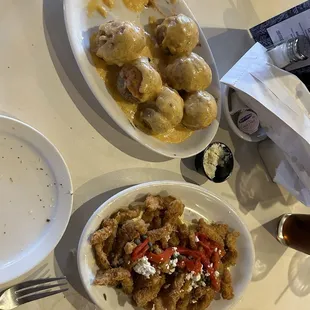Stuffed Mushrooms and Steak Cut Calamari