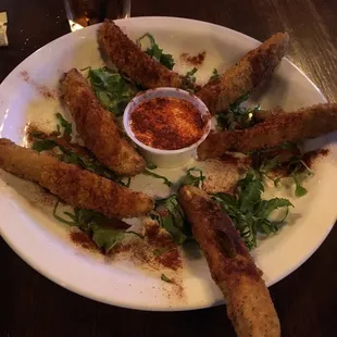 Spicy fried pickles