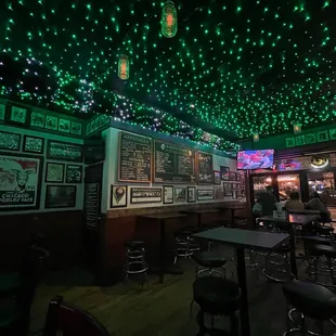 green lights on the ceiling