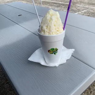 Favorite snow cone! Wedding cake with cream.