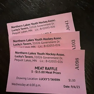 Wednesday night meat raffle