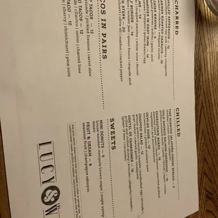 menu