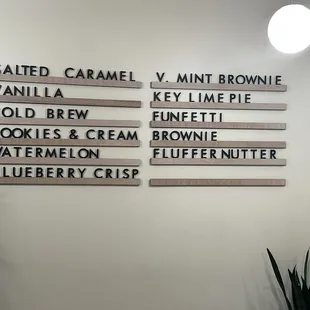 Menu on wall