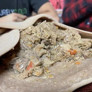 a pita filled with meat and vegetables