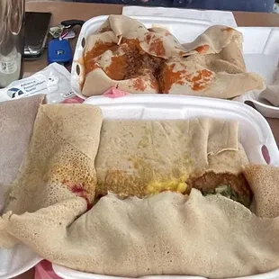 Veggie Vegan Sampler Platter and Awaze Lamb Tibes (Milld or Spicy)