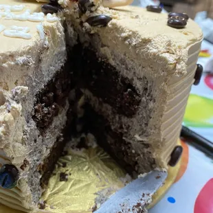 a cake with a slice taken out of it