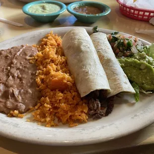 Rolled beef fajita tacos from the lunch menu