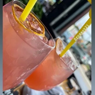 two glasses of pink drink