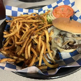 Mushroom Swiss Burger.