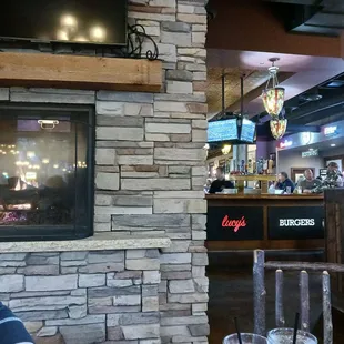 Fireplace, bar, entryway