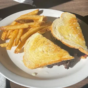 Sourdough burger with fries