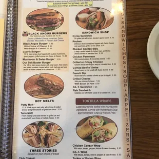 the menu for the restaurant