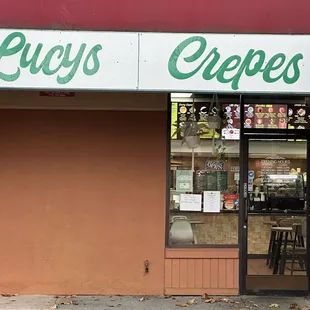 Lucy's Crepes store front November 2024