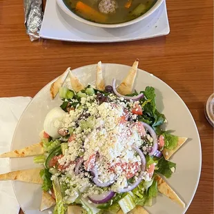 Mediterranean Salad and Albondigas Soup