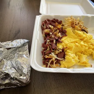 Corned Beef Hash and Eggs Platter