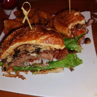 Lucy's Mushroom Bacon Cheeseburger