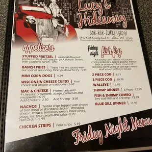 the menu for the holiday dinner