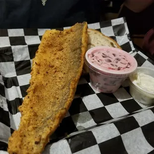 a fish fillet and dip
