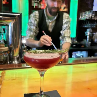Pomegranate rosemary martini Yum!