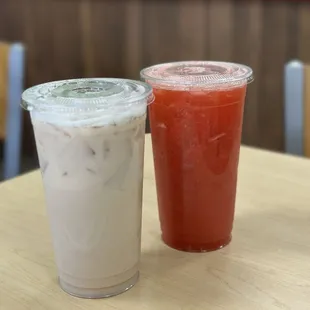 Large horchata (left), strawberry (right)