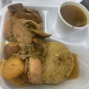 Pollo Guisado and Mofongo